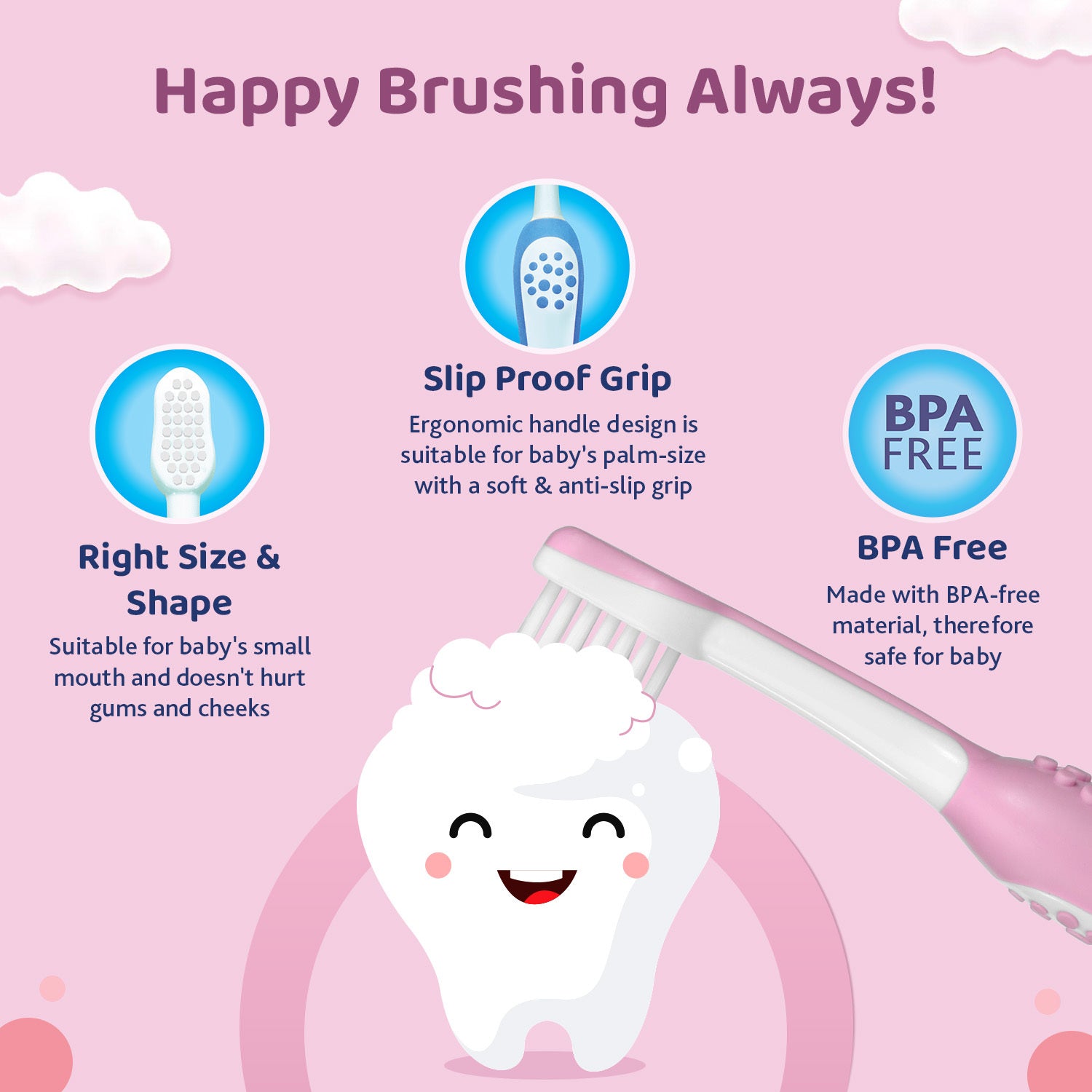 Chicco Toothbrush Pink 6M-36M In