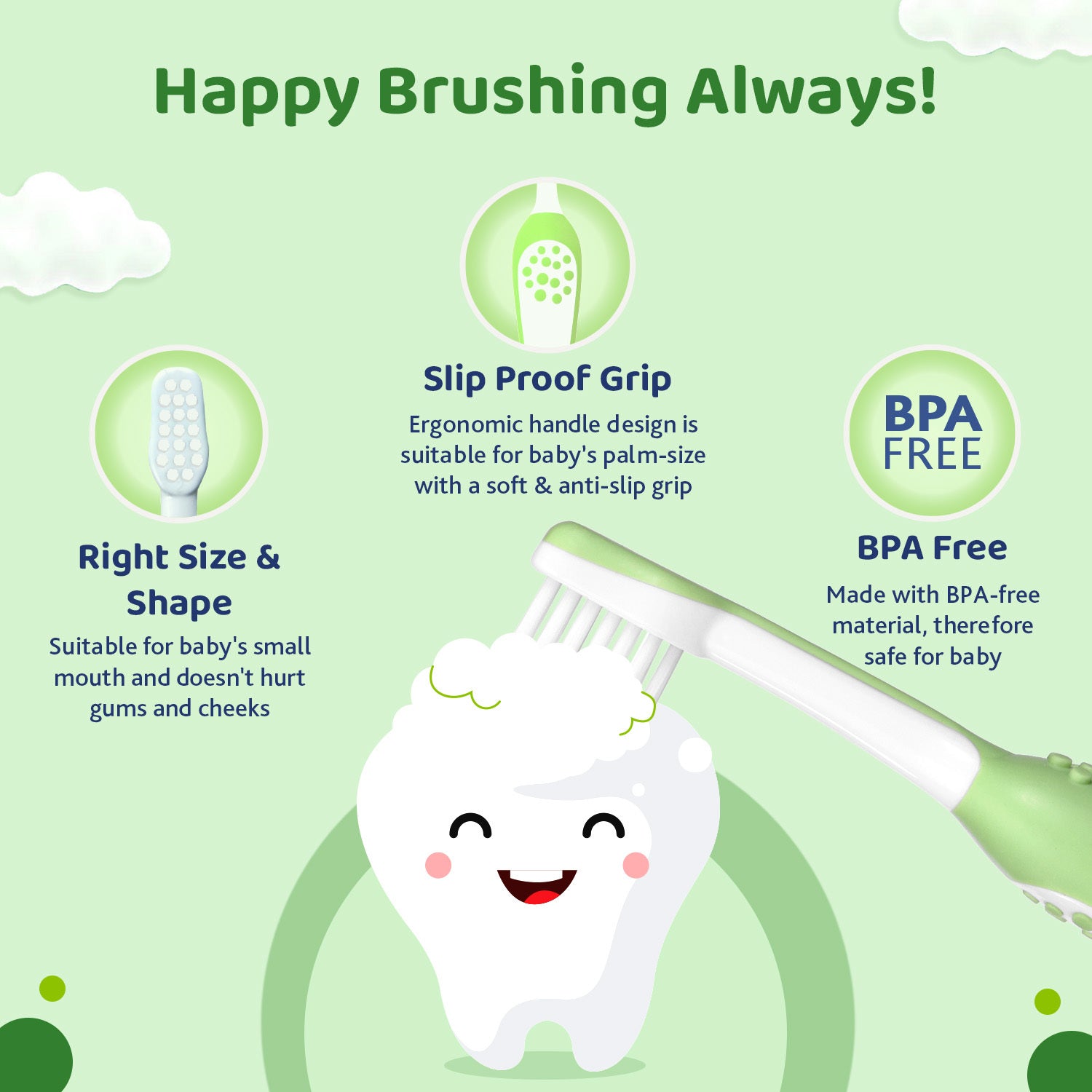 Chicco Toothbrush Green 6M-36M In