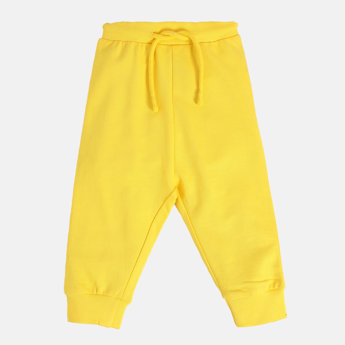 Girls Cotton Solid Joggers - Yellow