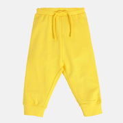 Girls Cotton Solid Joggers - Yellow