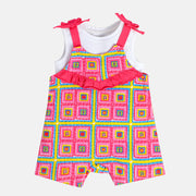 Girls Pink Sleeve Less Dungaree Set