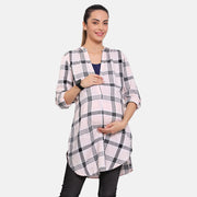 Multi Vee Neck 3/4 Sleeve Nursing Woven Top