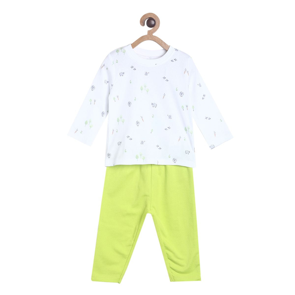 Pack of 2 t-shirt and bottom set - lime for 0-3 Months