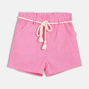 Girls Pink Thigh Length Shorts