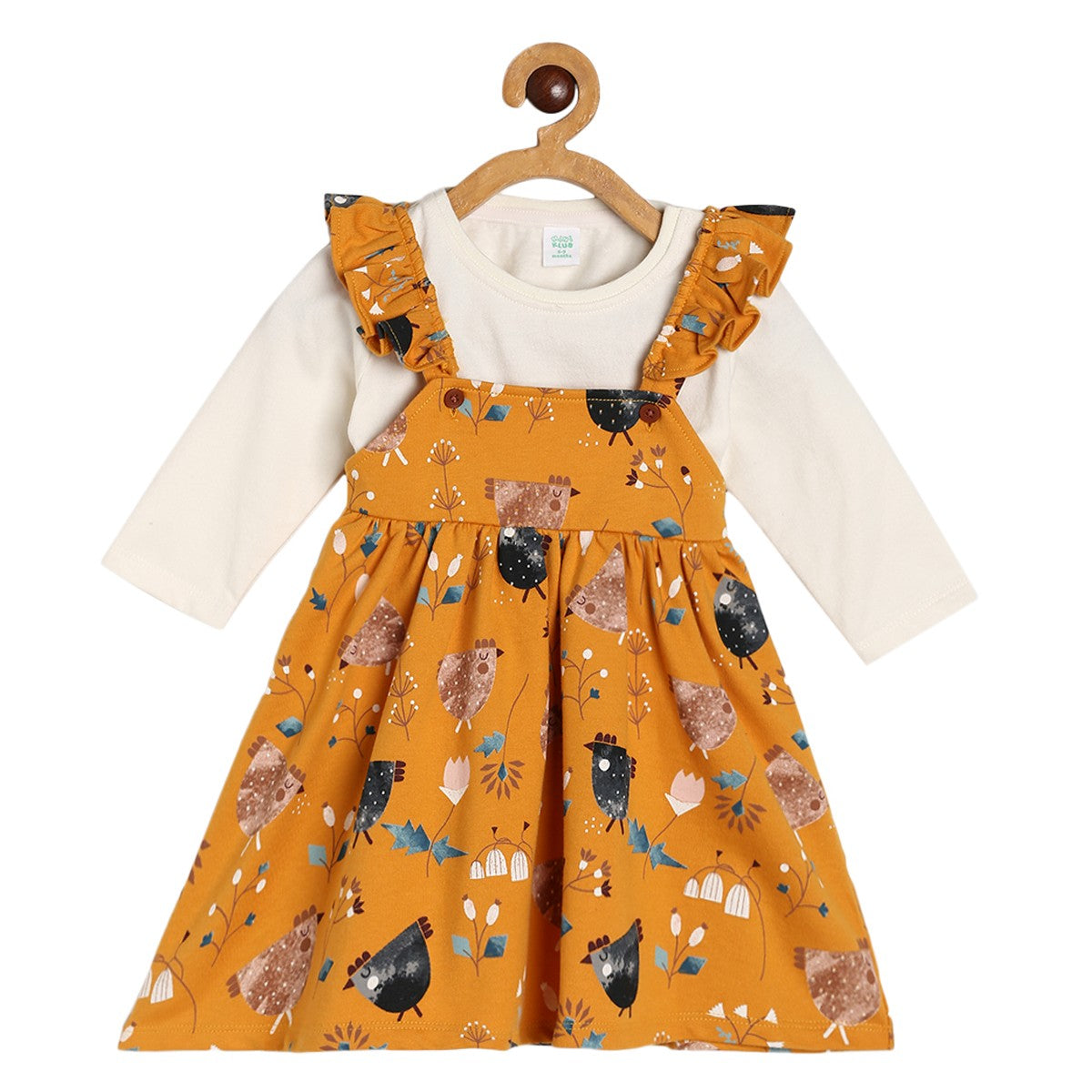 Girls Yellow Pack Of 2 Pinny Set