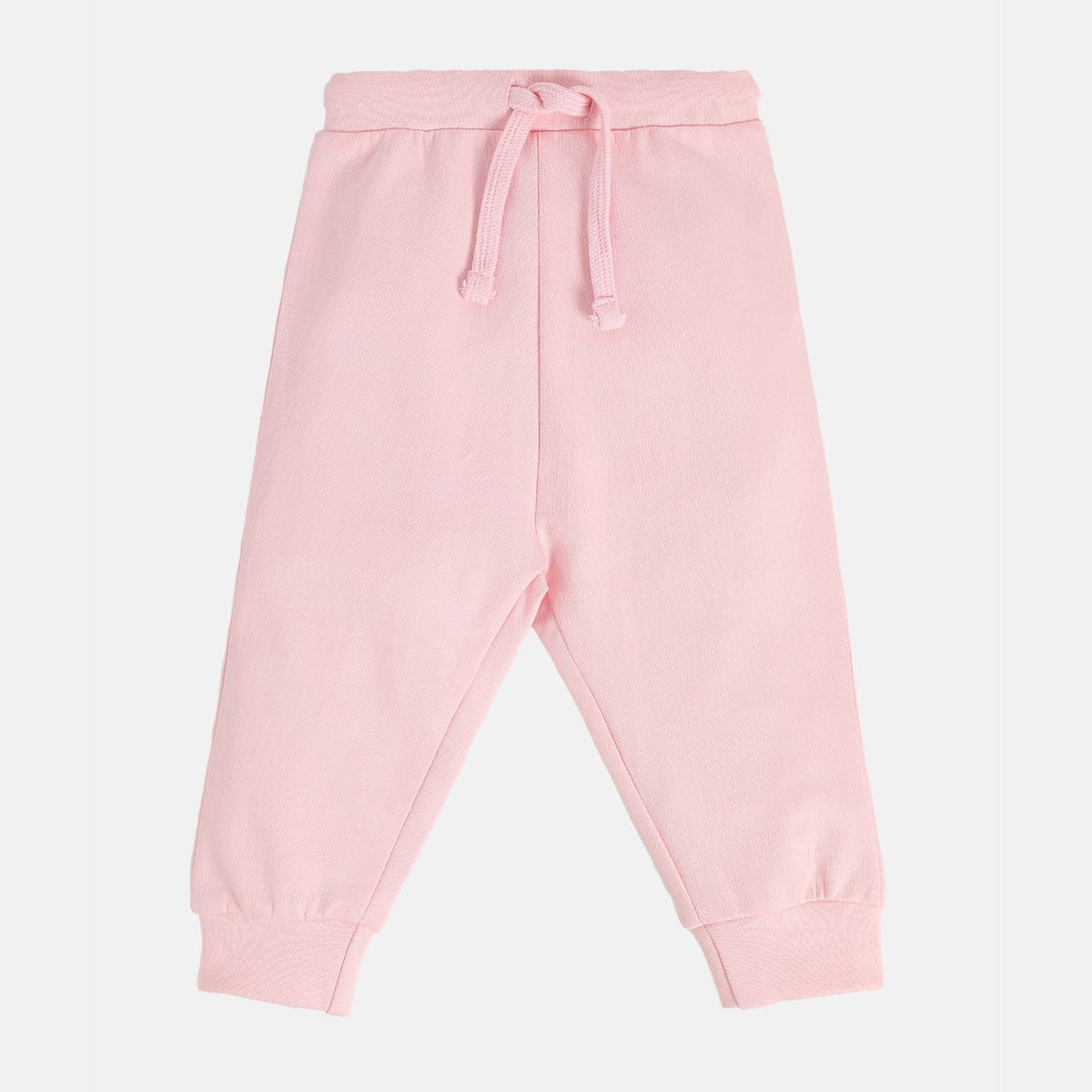 Girls Cotton Solid Joggers - Pink
