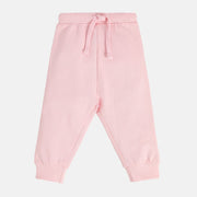 Girls Cotton Solid Joggers - Pink