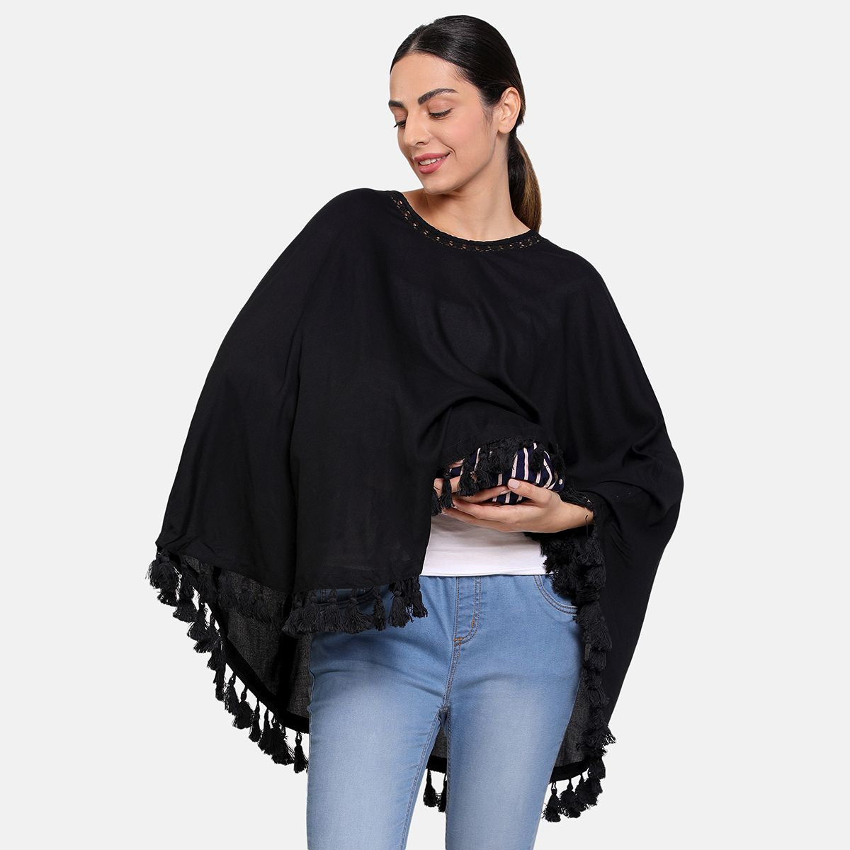 Black Round Neck Nursing Wrapper