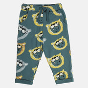 Boys Cotton Animal Printed Knit Bottom - Grey