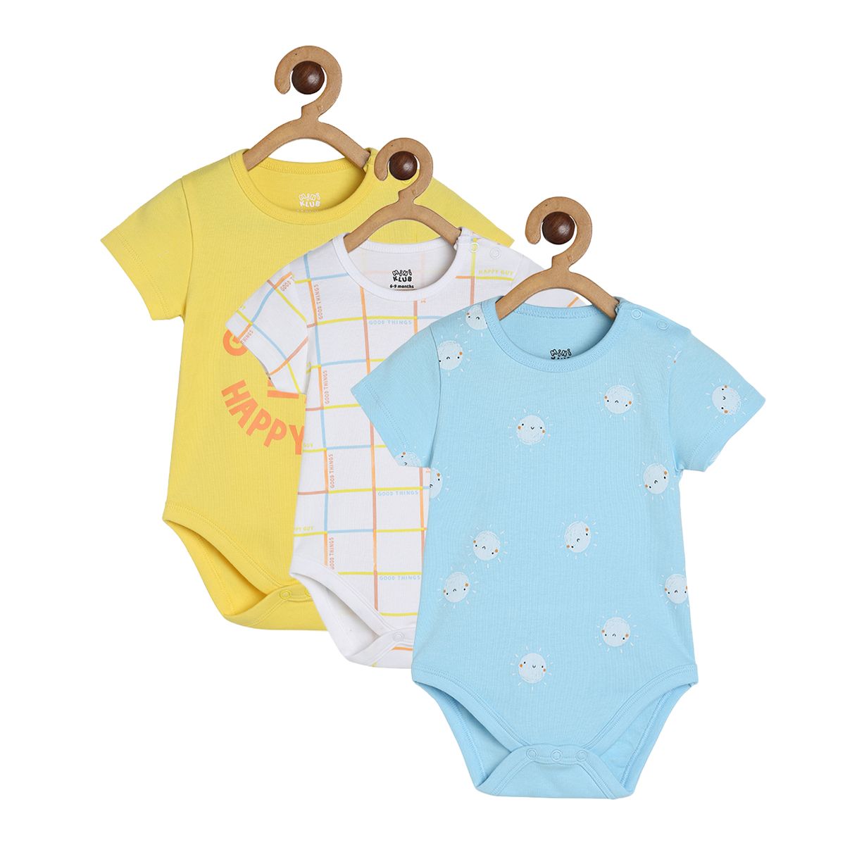 Boys Multicolor Pack Of 3 Body Suit