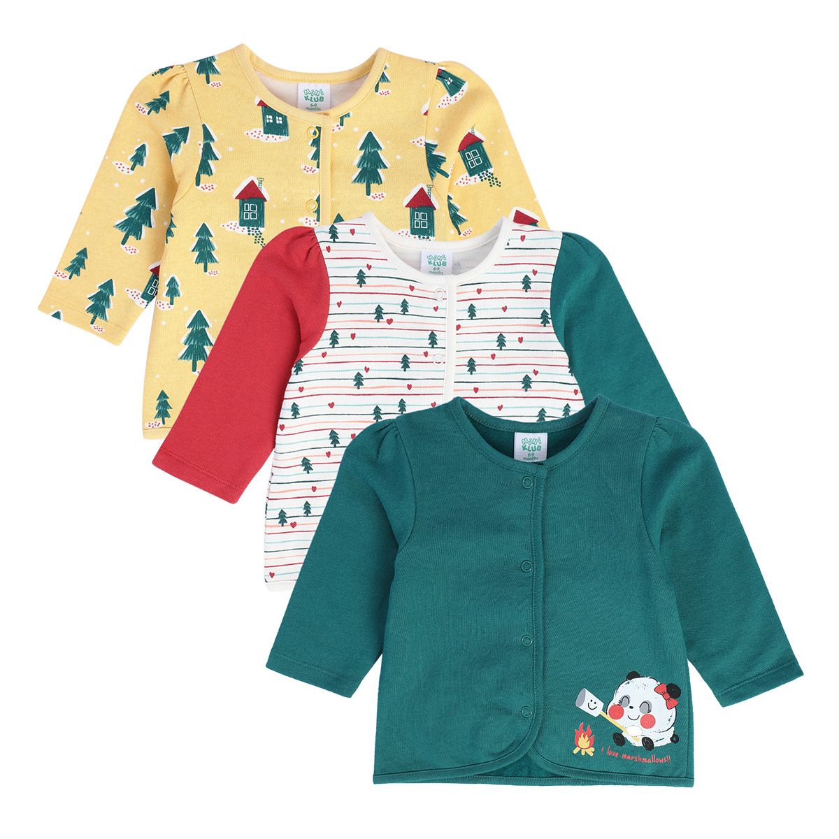 Girls Multicolor Pack Of 3 Front Open Vest