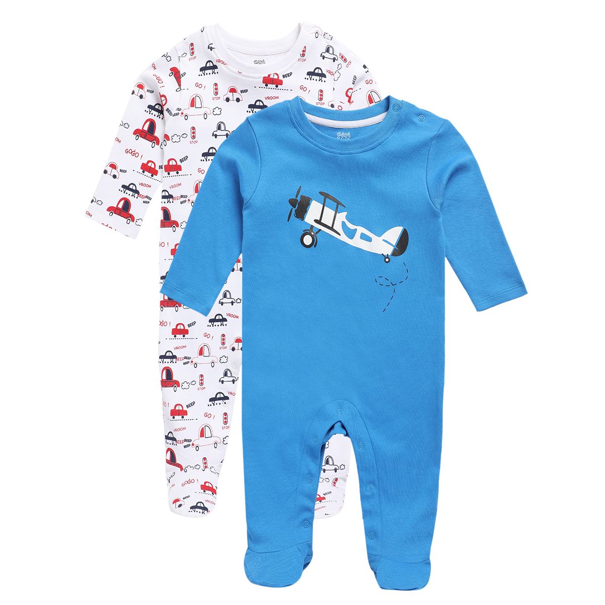 Boys Multicolor Pack Of 2 Sleep Suit
