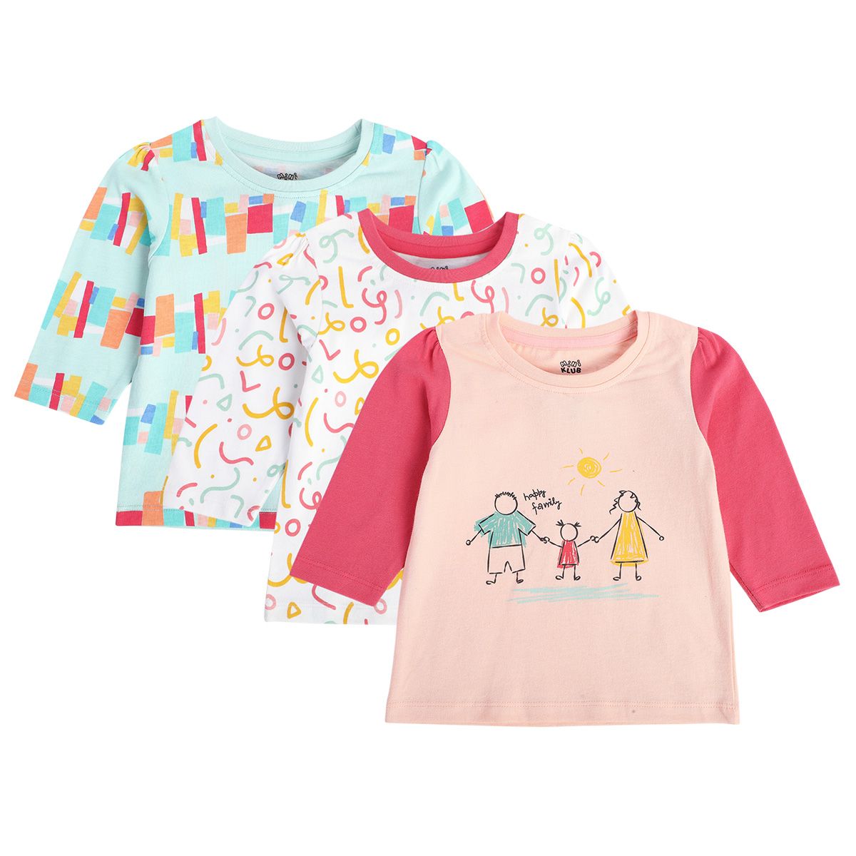Girls Multicolor Pack Of 3 Knit Top