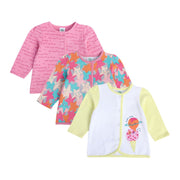 Girls Multicolor Pack Of 3 Front Open Vest