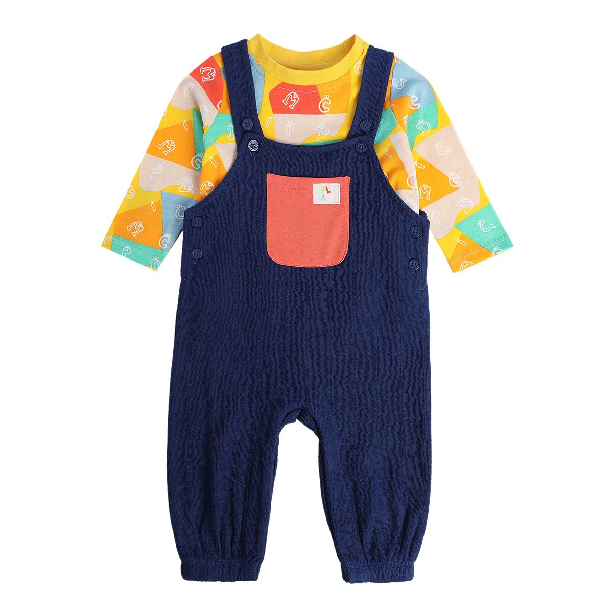 Boys Multicolor Pack Of 2 Dungaree Set