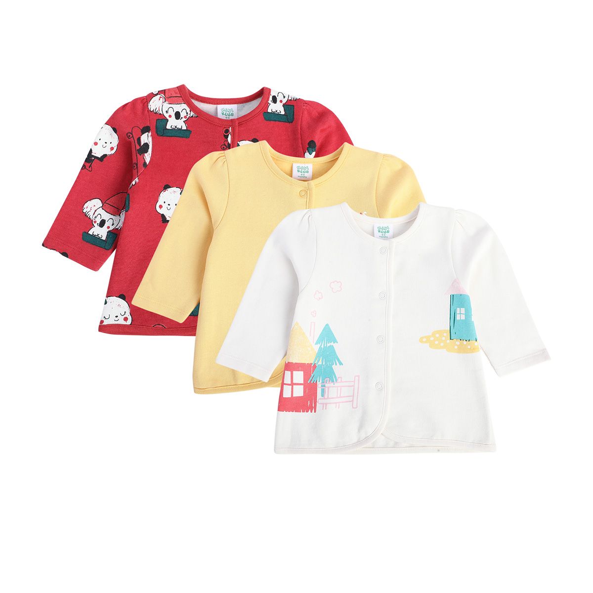 Girls Multicolor Pack Of 3 Front Open Vest