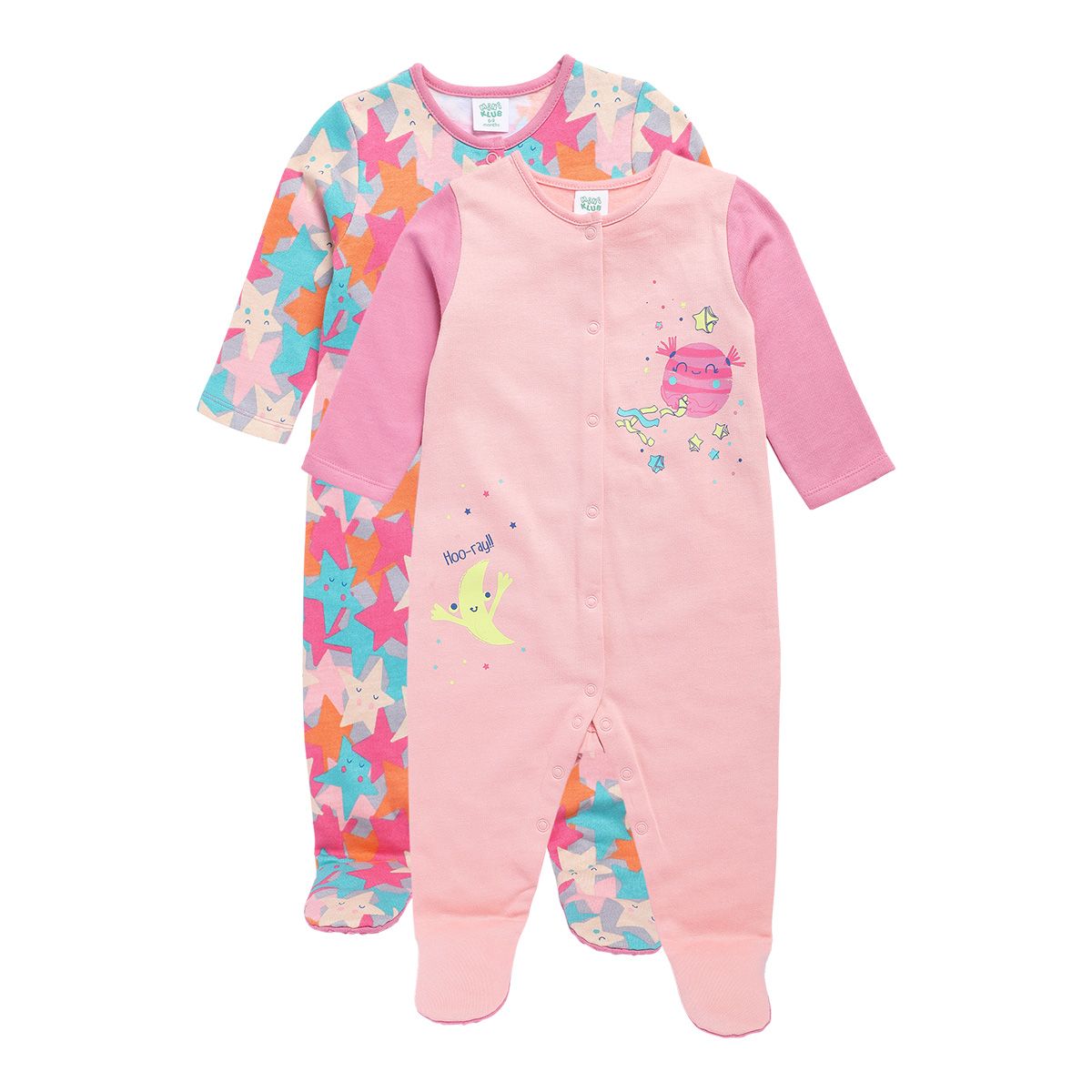 Girls Multicolor Pack Of 2 Sleep Suit
