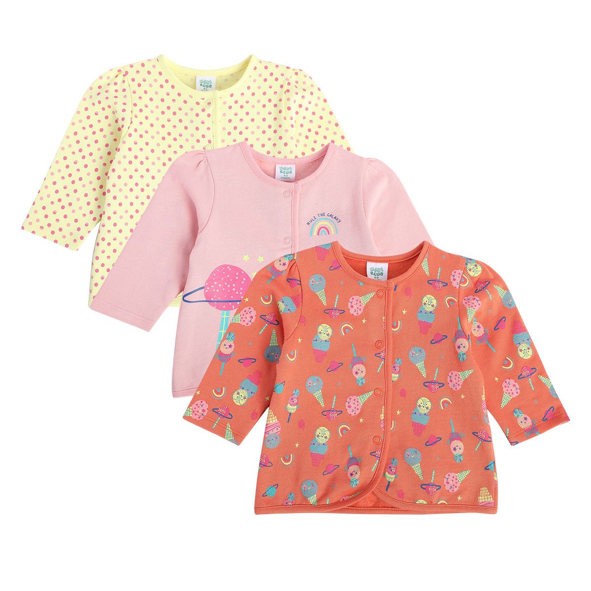 Girls Multicolor Pack Of 3 Front Open Vest