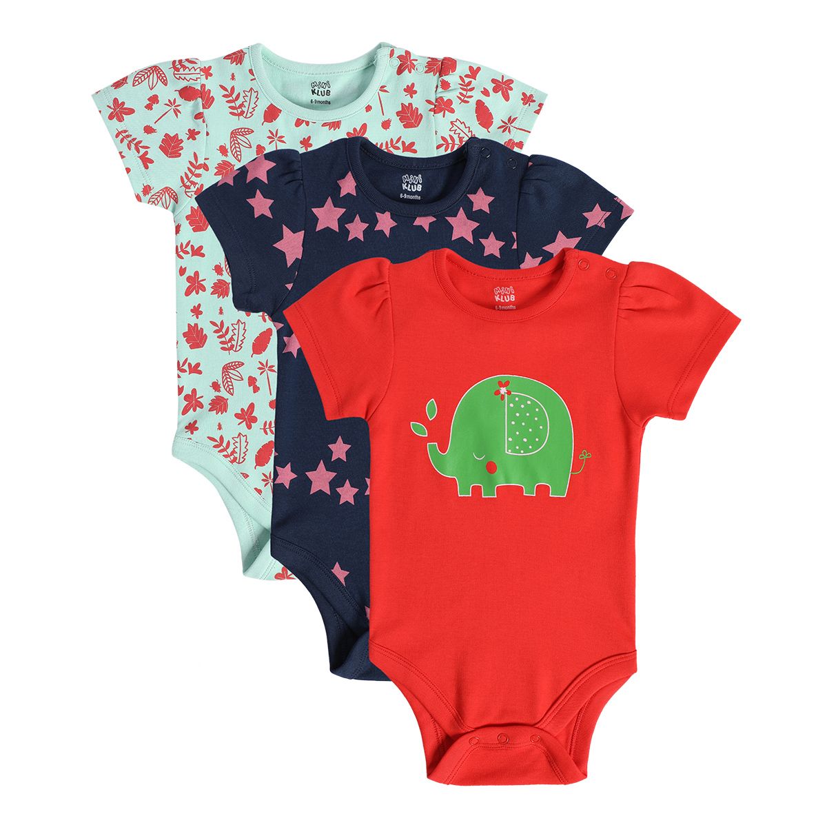 Girls Multicolor Pack Of 3 Body Suit