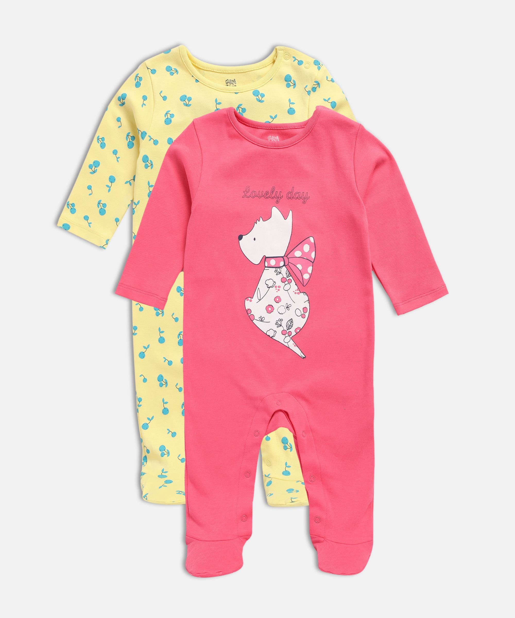 Girls Multicolor Pack Of 2 Sleep Suit