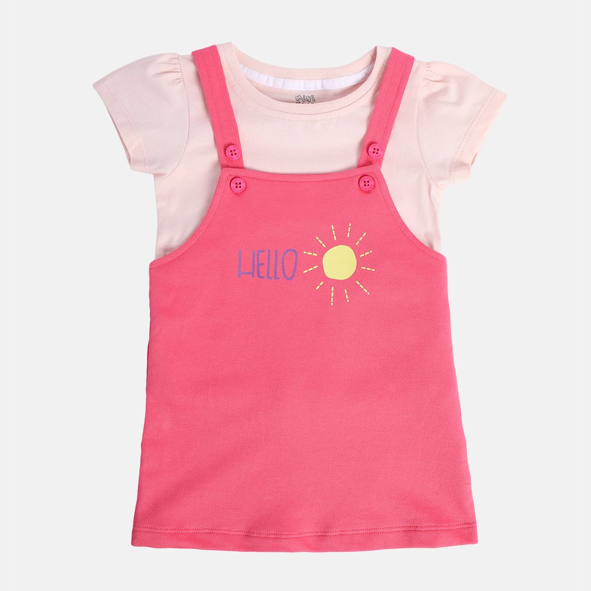 Girls Pink Pack Of 2 Pinny Set