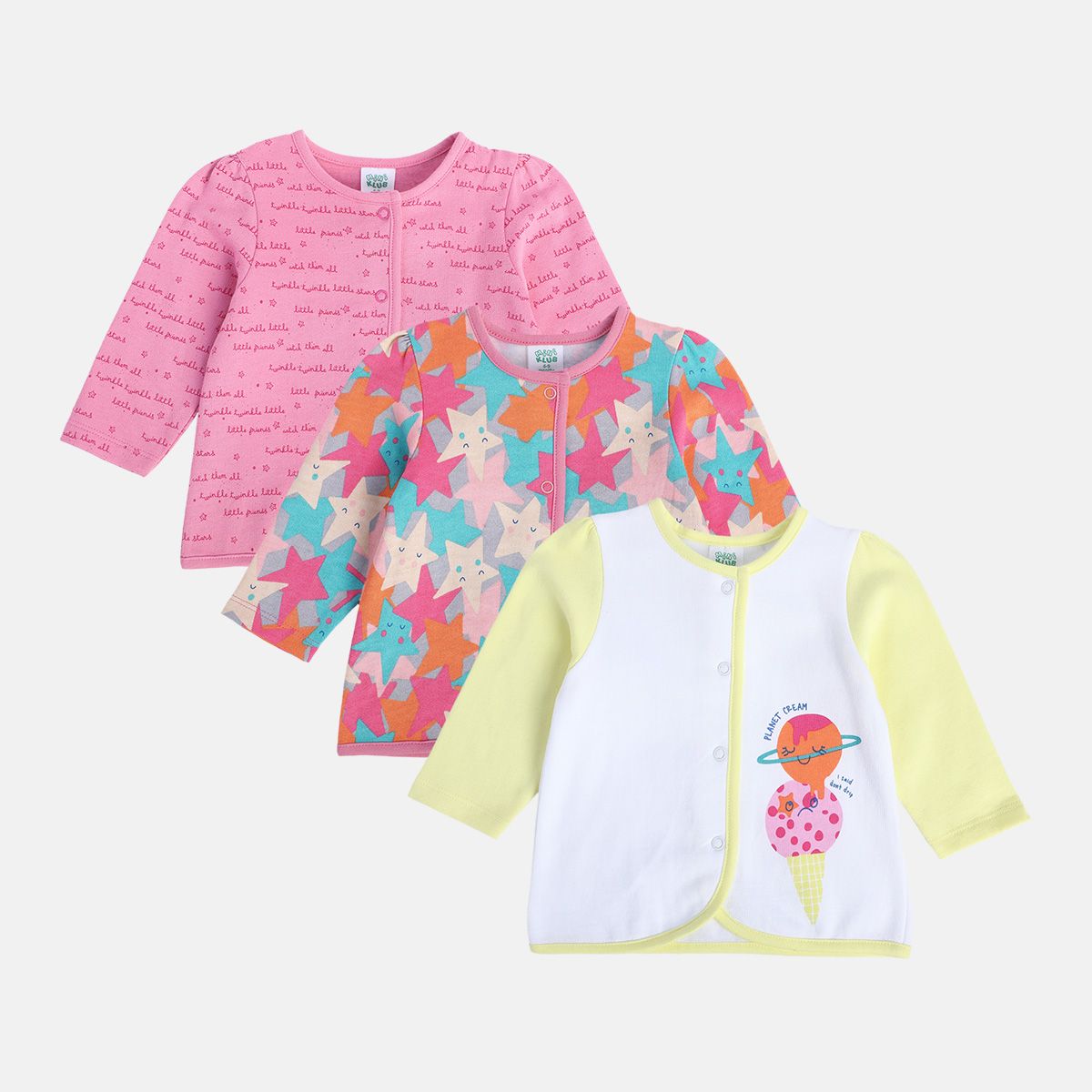 Girls Multicolor Pack Of 3 Front Open Vest