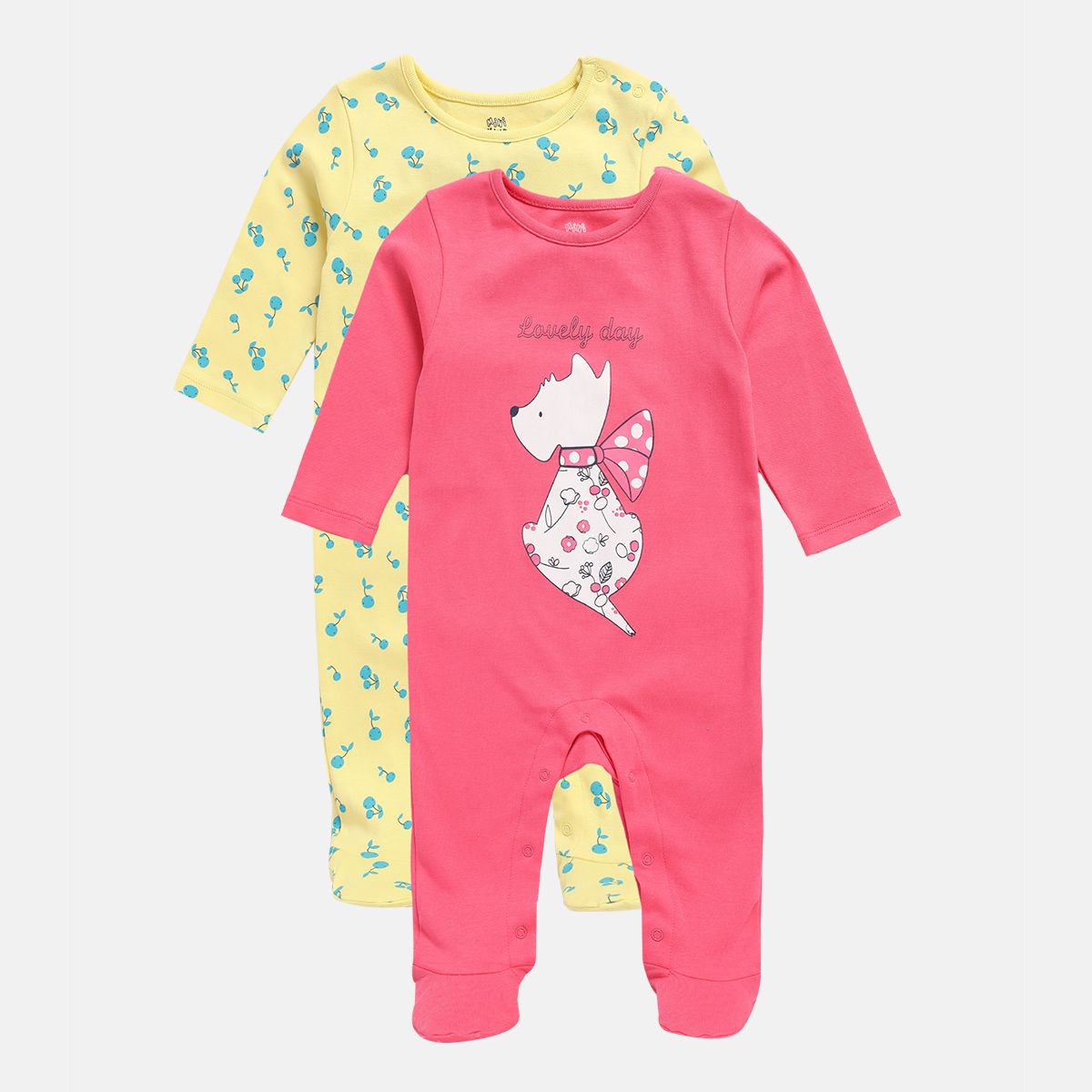 Girls Multicolor Pack Of 2 Sleep Suit