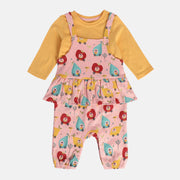 Girls Multicolor Pack Of 2 Dungaree Set