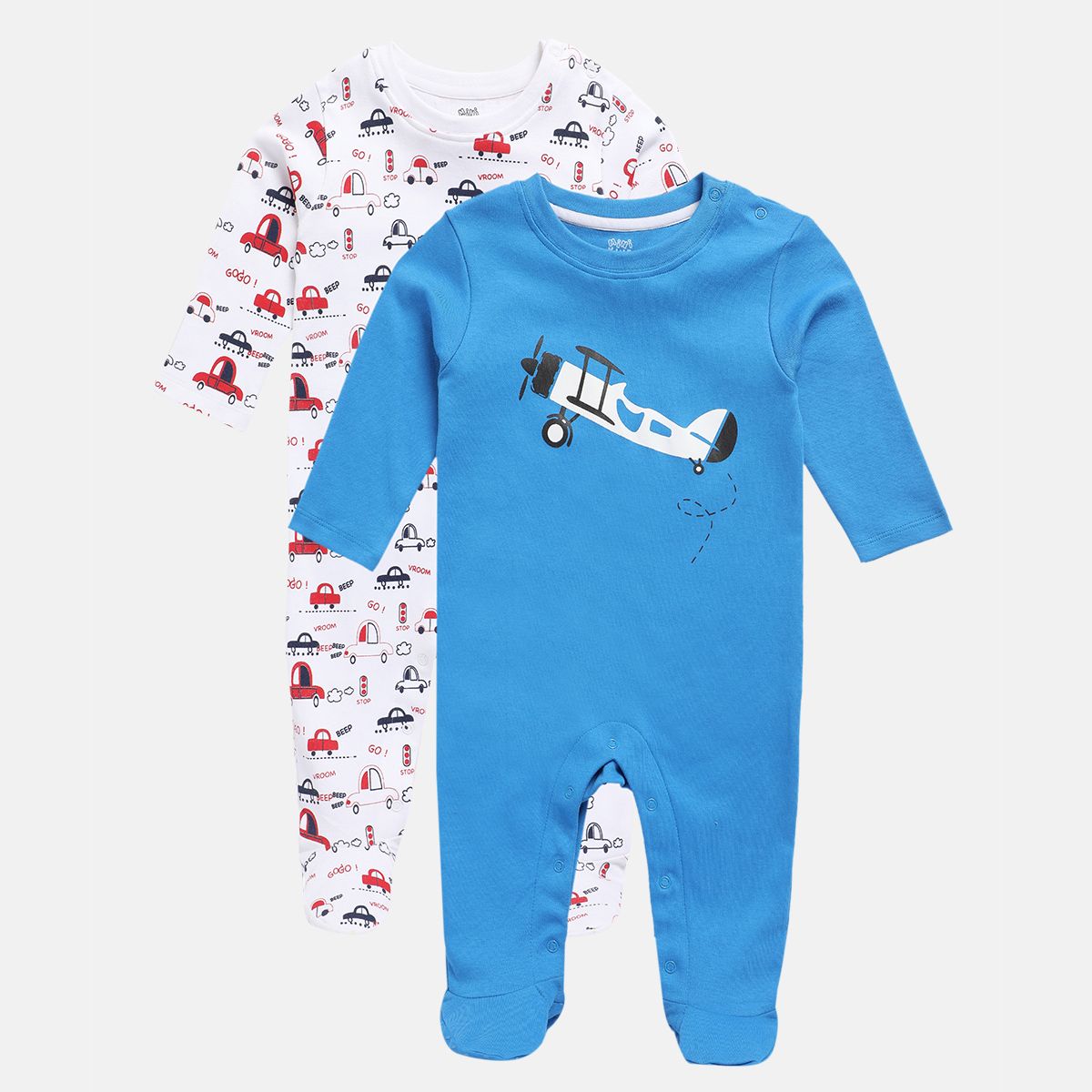 Boys Multicolor Pack Of 2 Sleep Suit