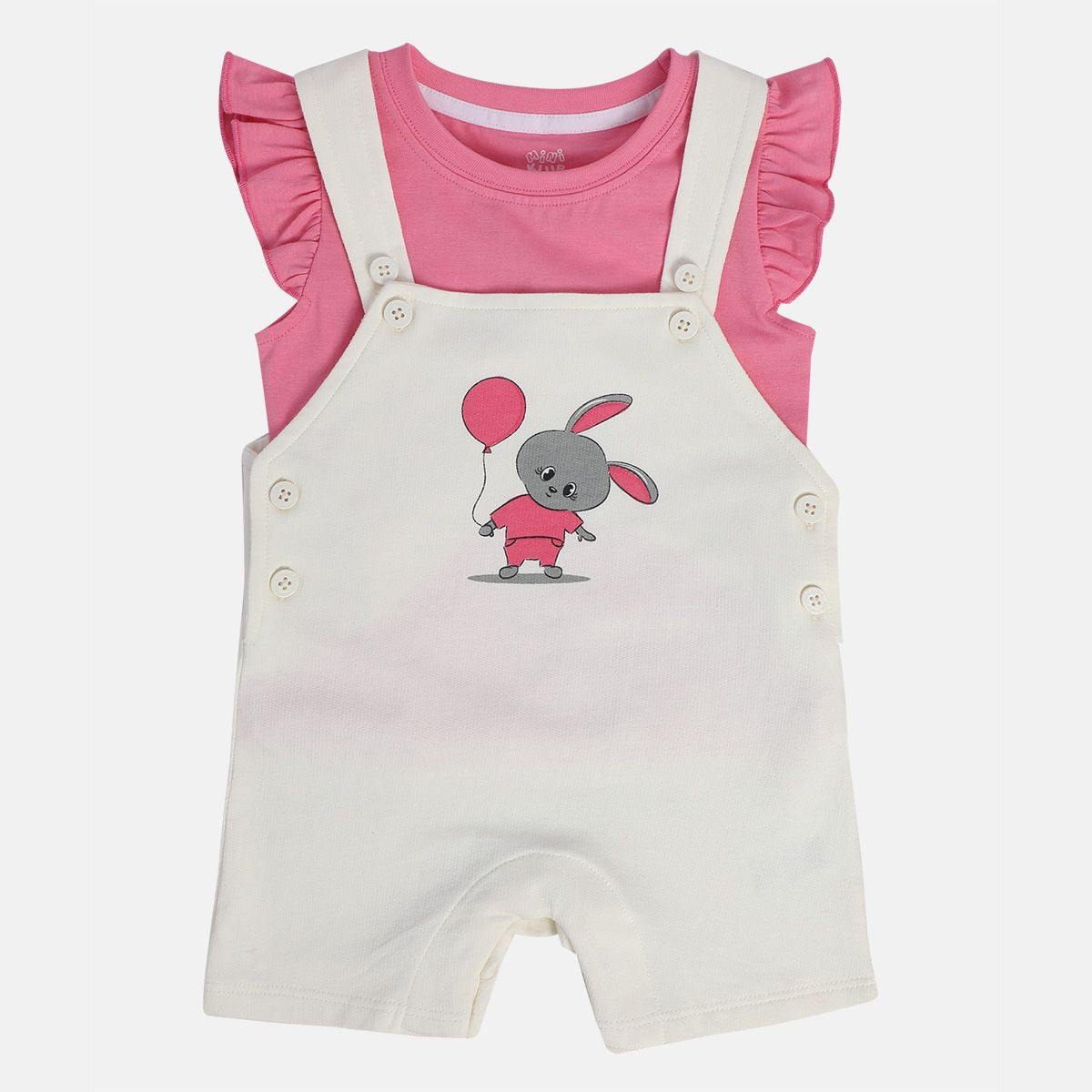 Girls Multicolor Pack Of 2 Dungaree Set