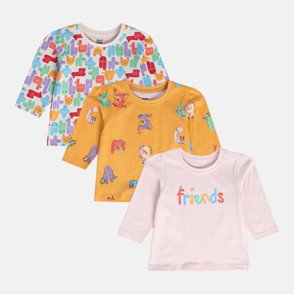 Girls Multicolor Pack Of 3 Knit Top