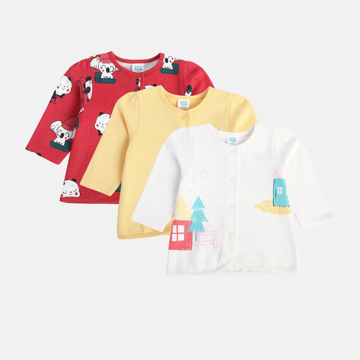 Girls Multicolor Pack Of 3 Front Open Vest