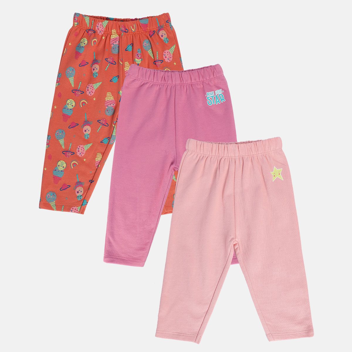 Girls Multicolor Pack Of 3 Legging