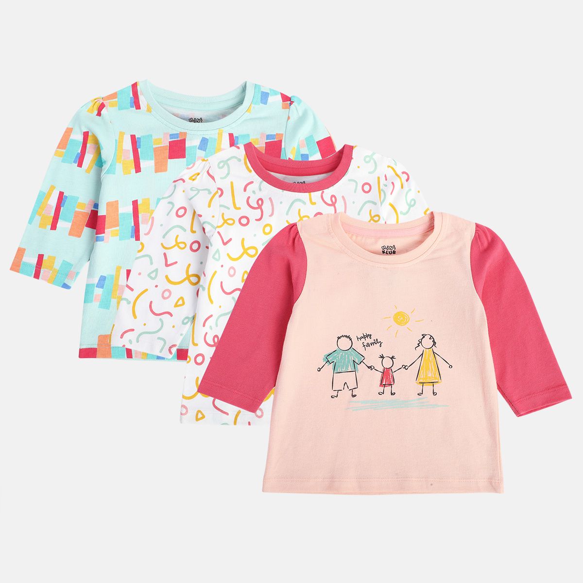 Girls Multicolor Pack Of 3 Knit Top