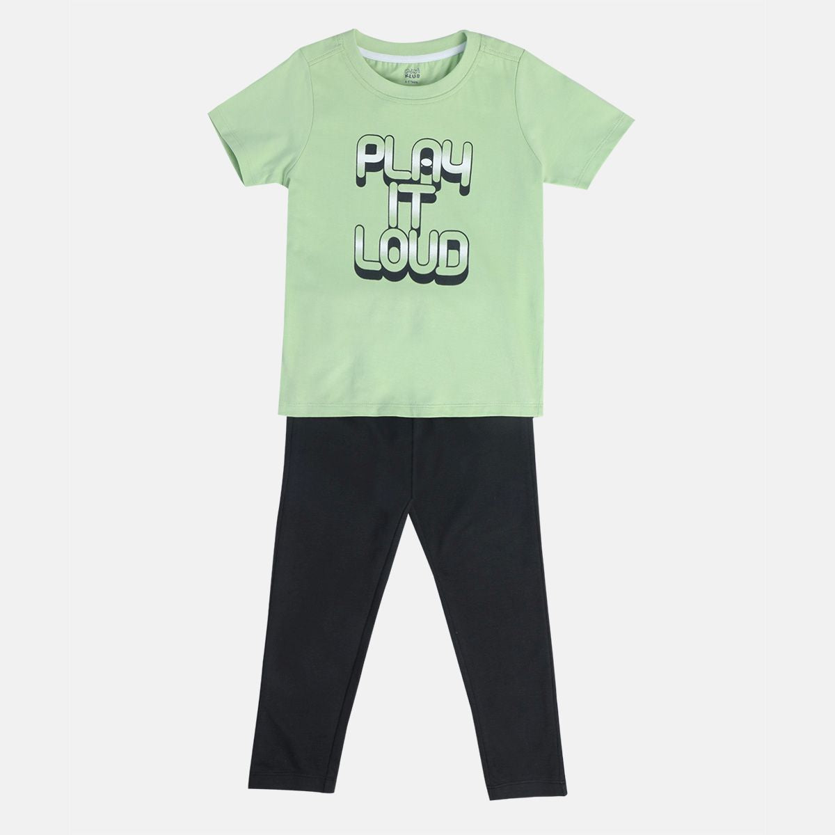 Boys Green/Black T-Shirt And Bottom Set