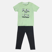 Boys Green/Black T-Shirt And Bottom Set