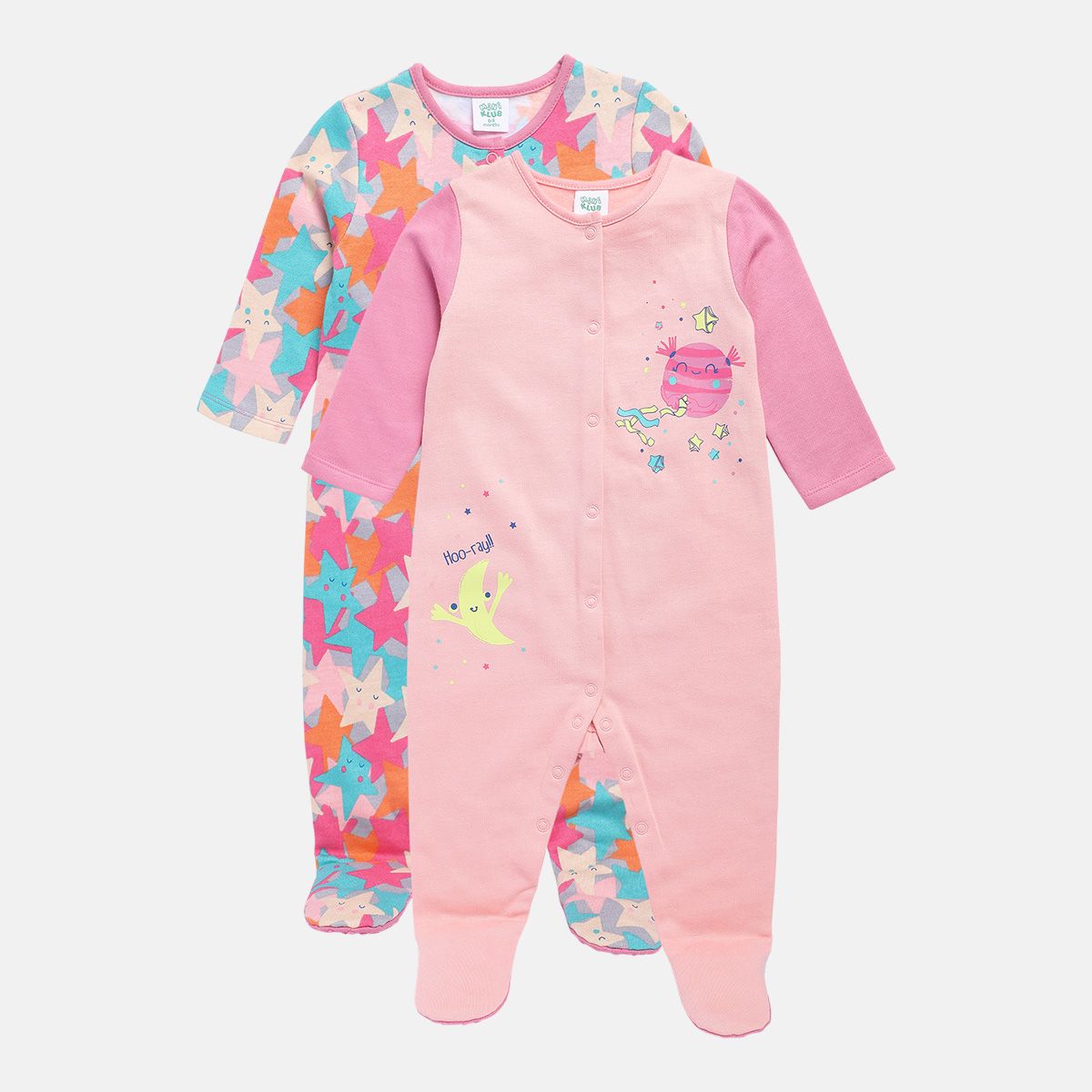 Girls Multicolor Pack Of 2 Sleep Suit