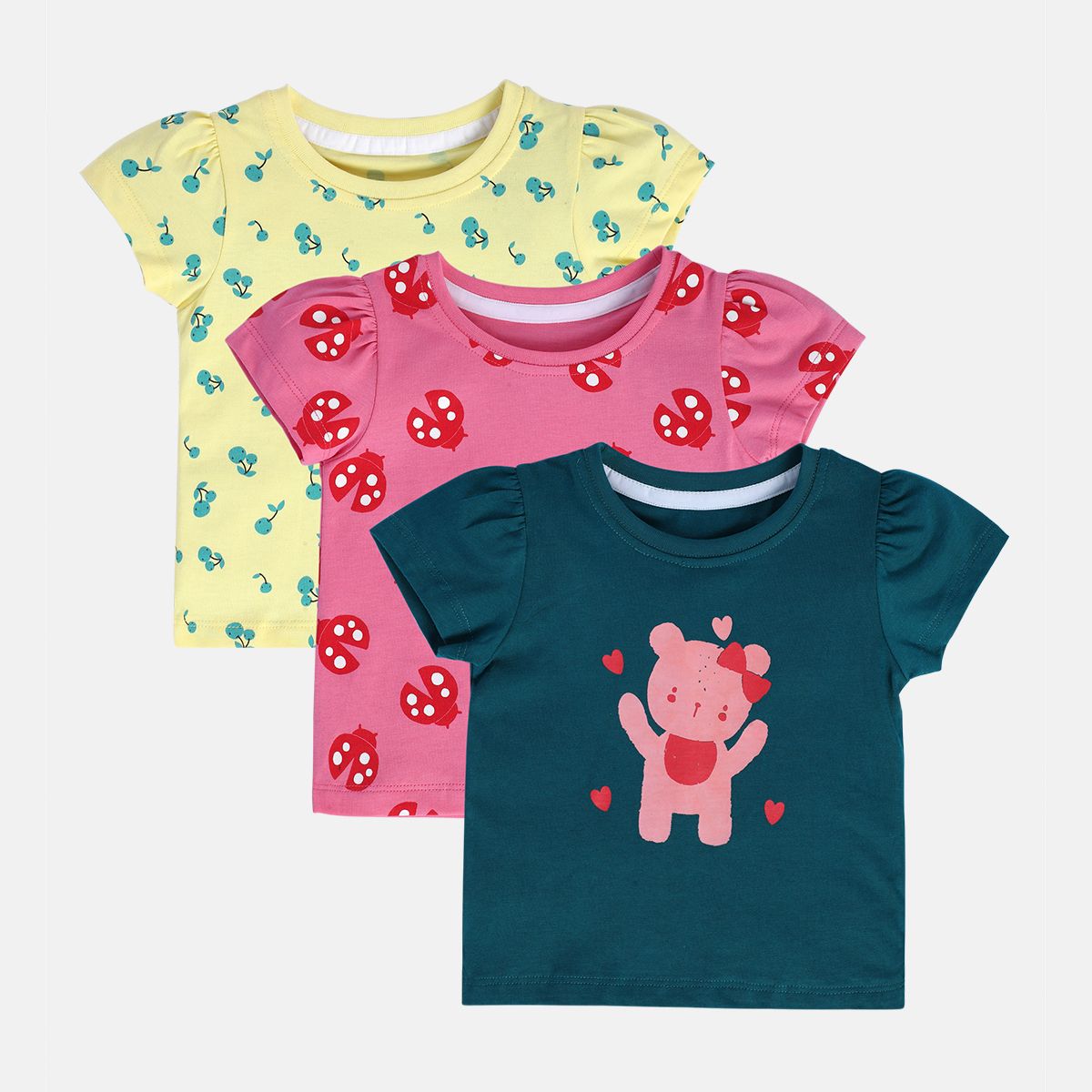 Girls Multicolor Pack Of 3 Knit Top