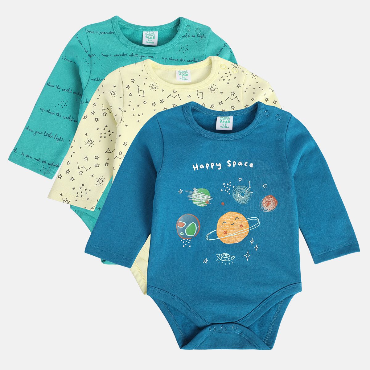 Boys Multicolor Pack Of 3 Body Suit