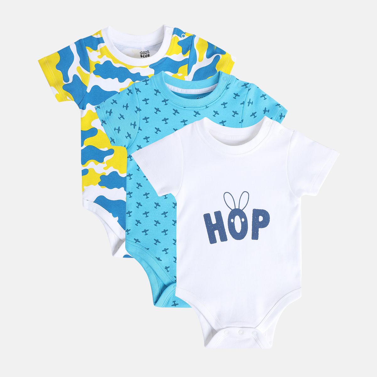 Boys Multicolor Pack Of 3 Body Suit