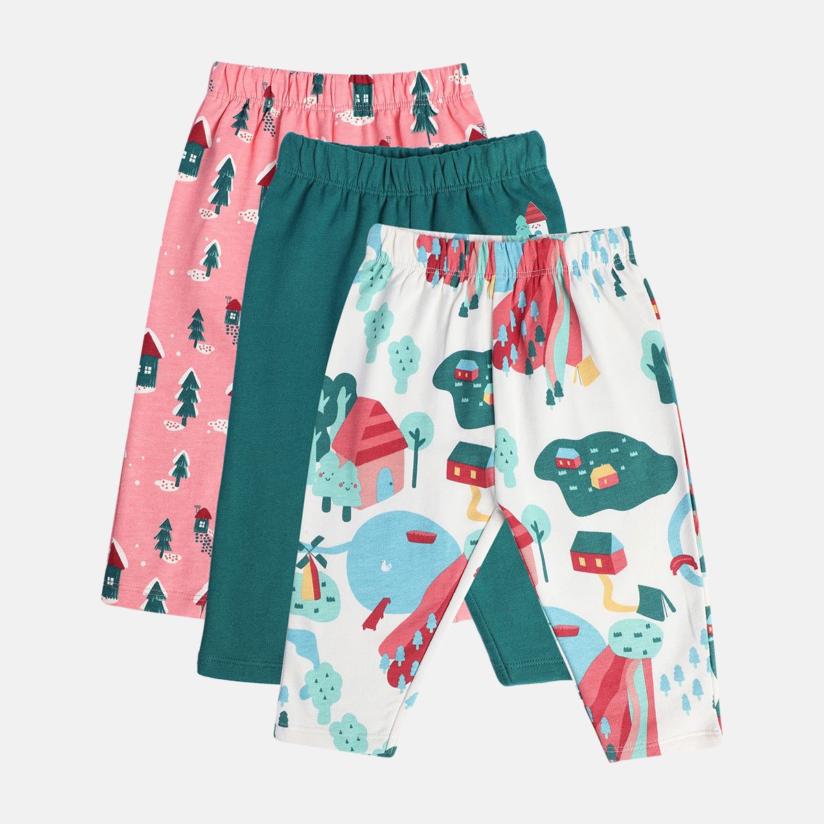 Girls Multicolor Pack Of 3 Knit Bottom