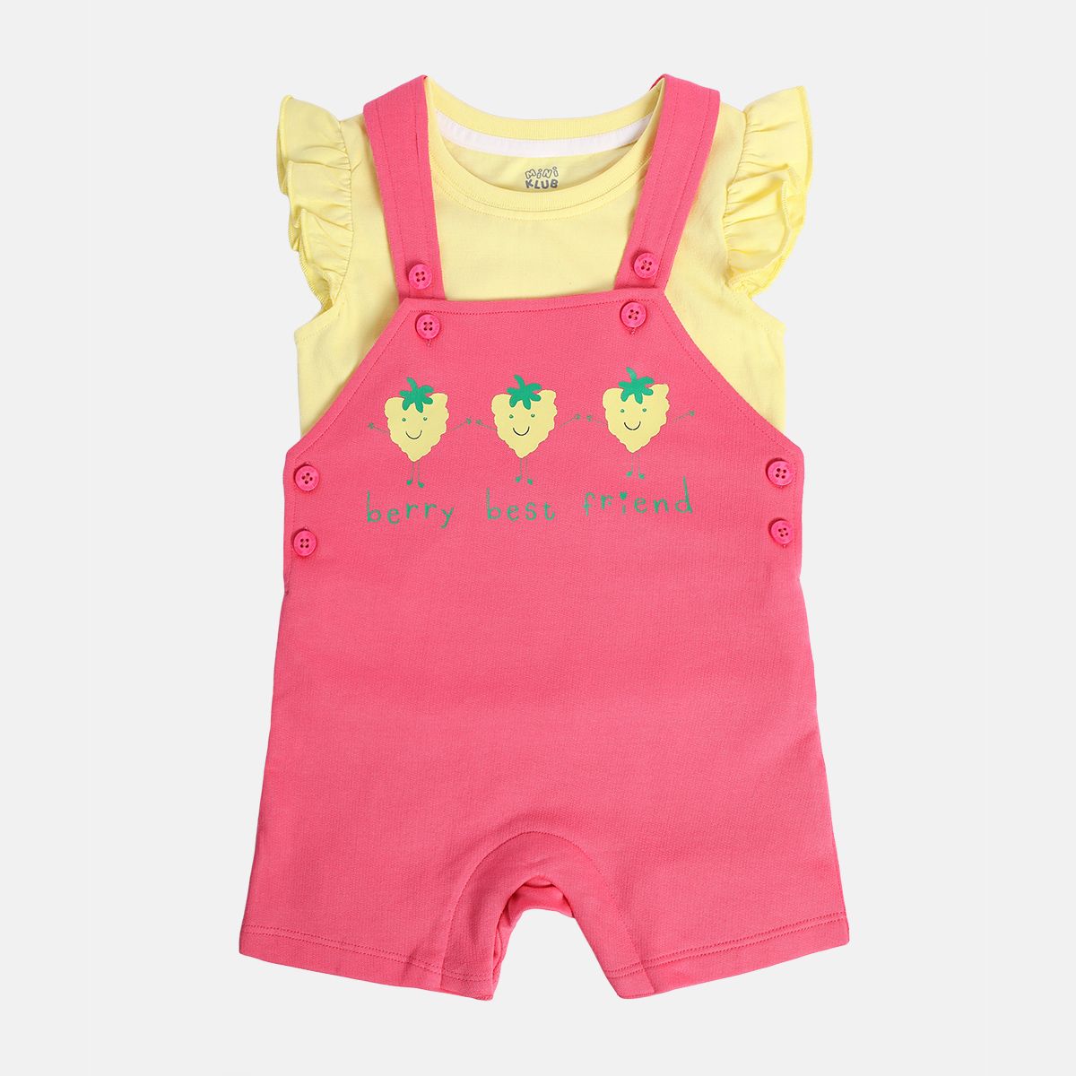 Girls Multicolor Pack Of 2 Dungaree Set