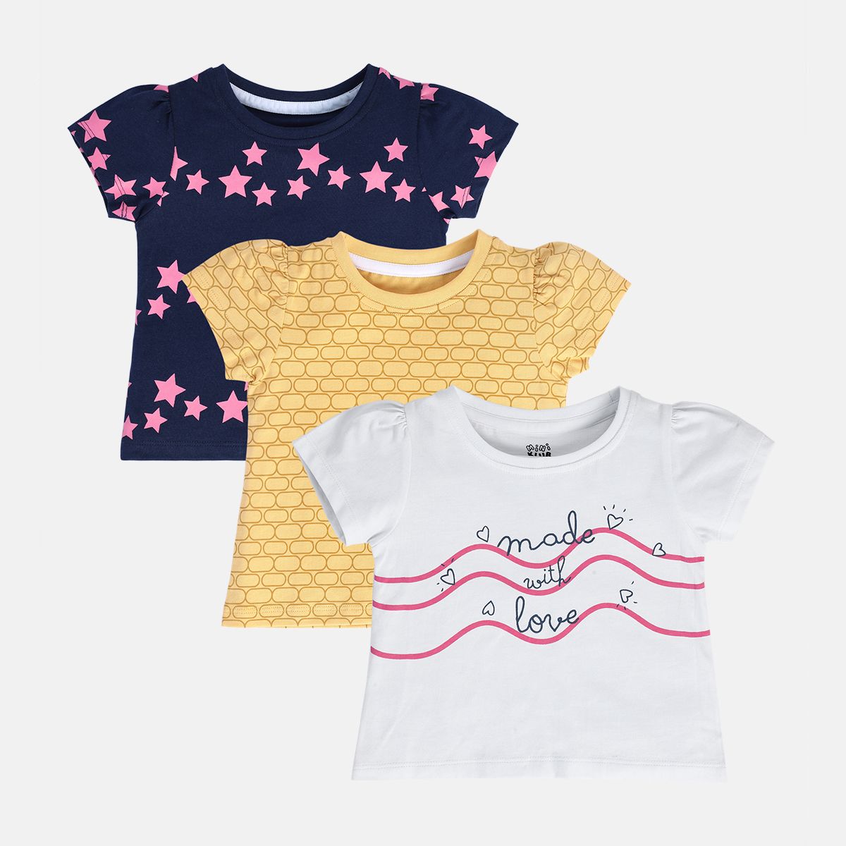 Girls Multicolor Pack Of 3 Knit Top