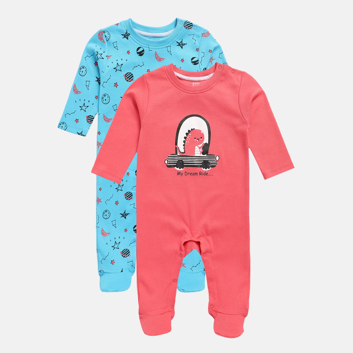 Boys Multicolor Pack Of 2 Sleep Suit