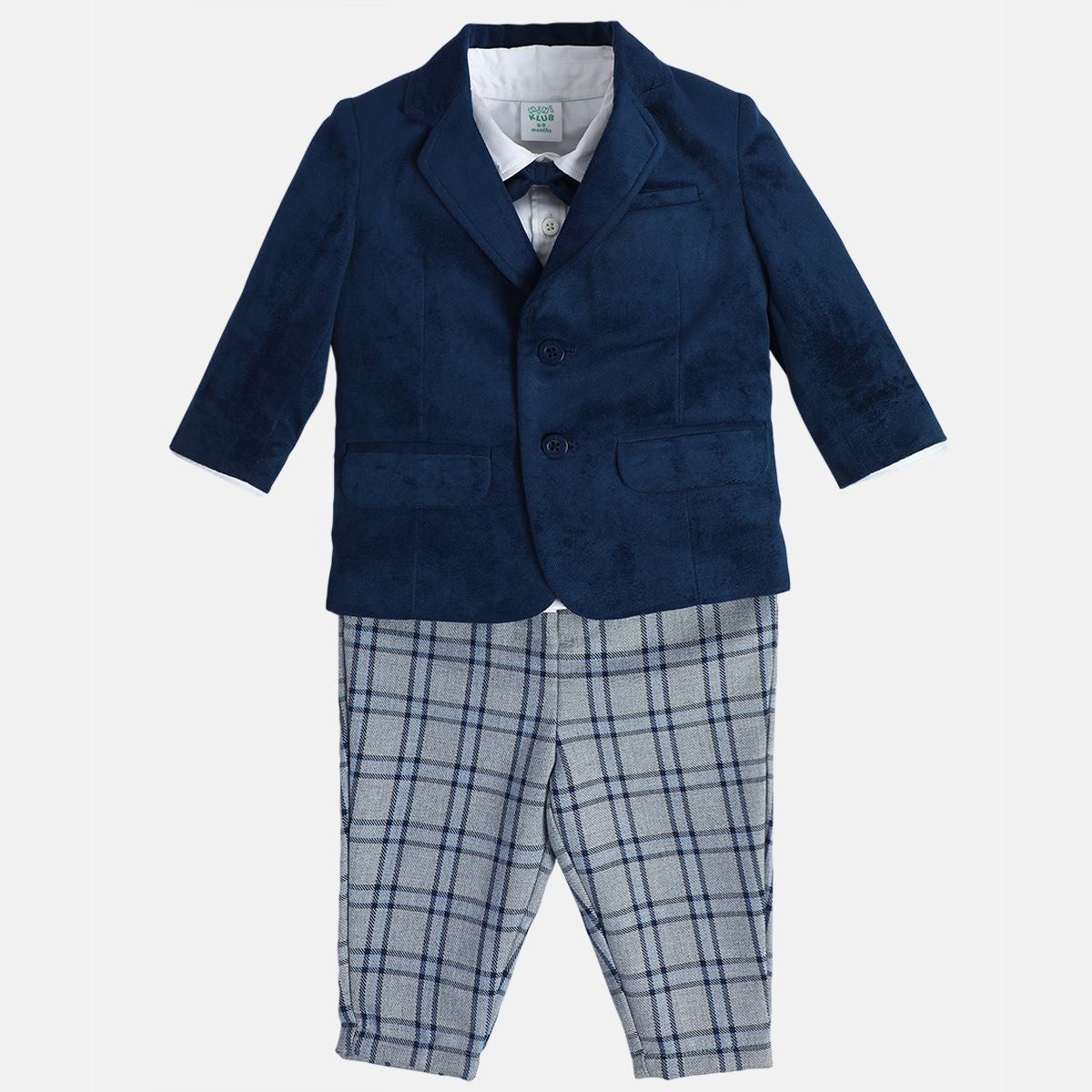 Boys Cotton Full Sleeves Solid Coordinate Set - Blue
