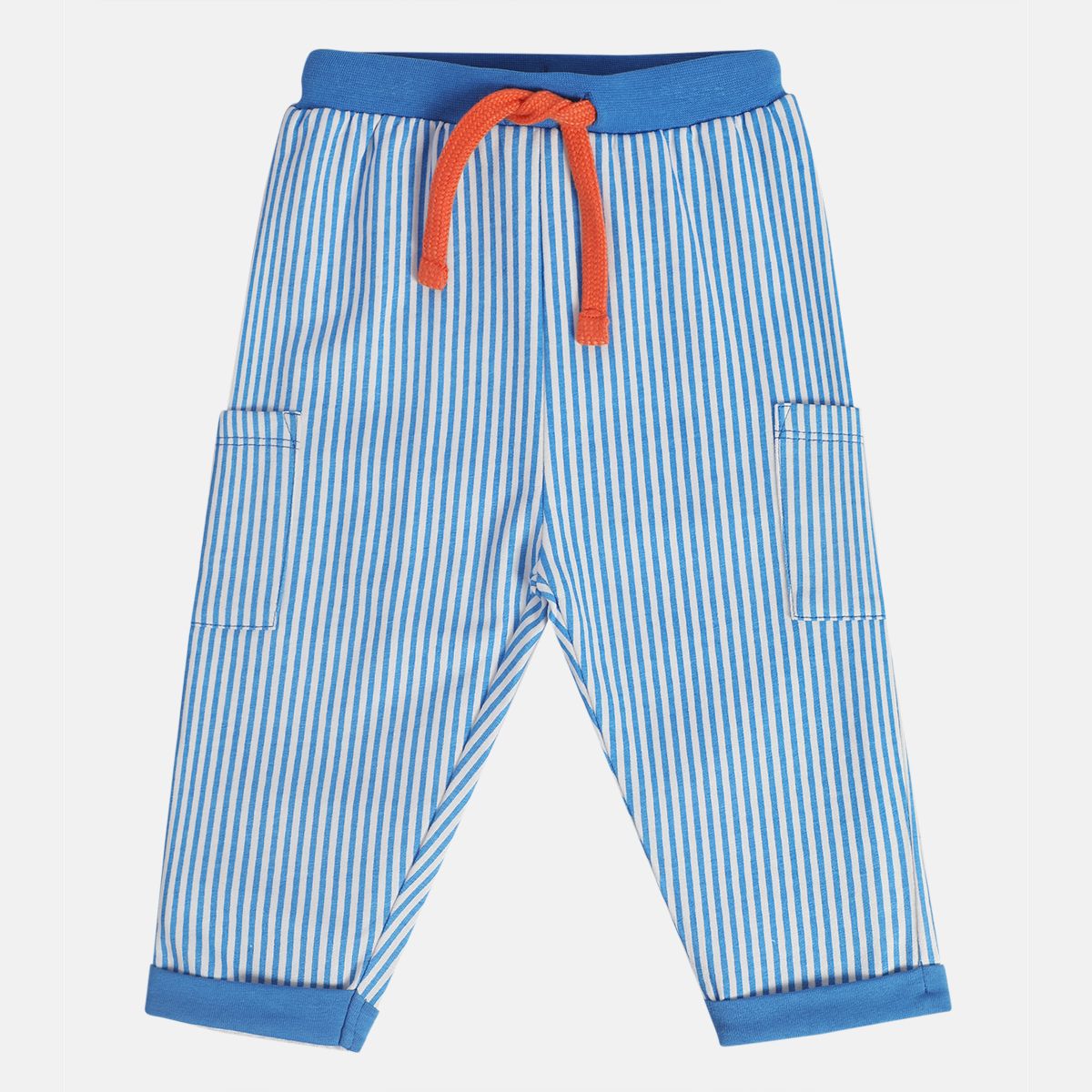 Boys Cotton Striped Knit Bottom - Blue