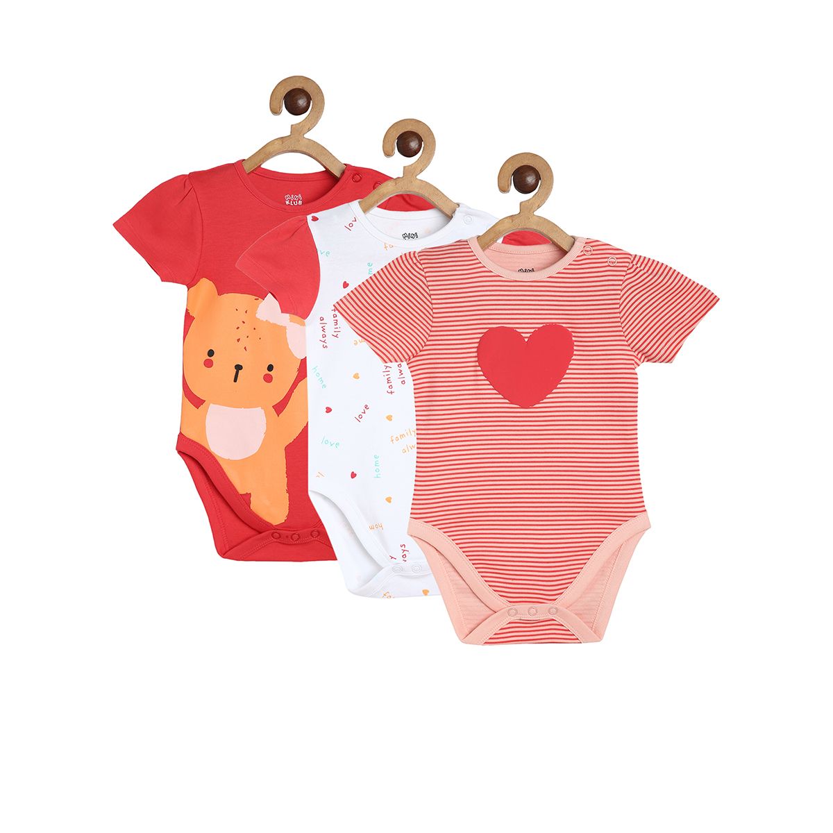 Girls Multicolor Pack Of 3 Body Suit