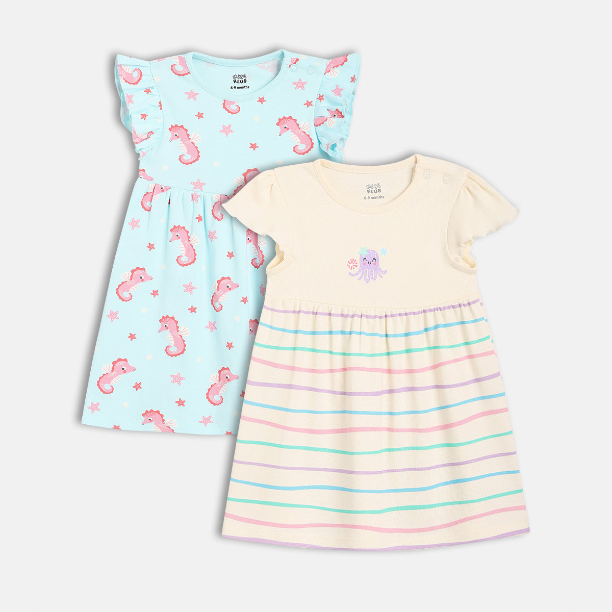 Girls Blue/White Short Sleeve Dress