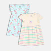 Girls Blue/White Short Sleeve Dress