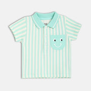 Boys White/Blue Short Sleeve Polo